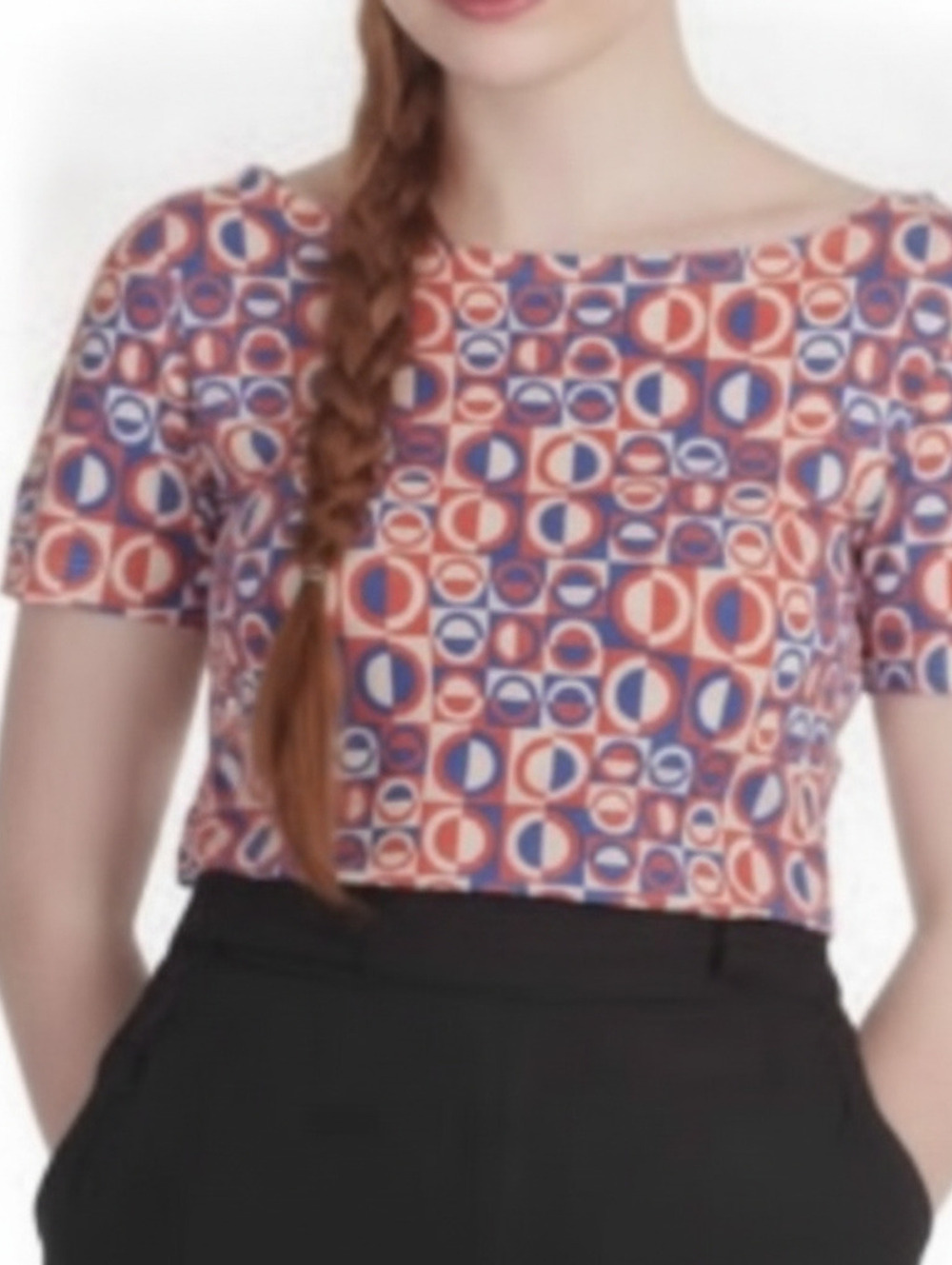 Banned Retro Art Top Retro Geometric Print Short Sleeve Top 2XL - RARE